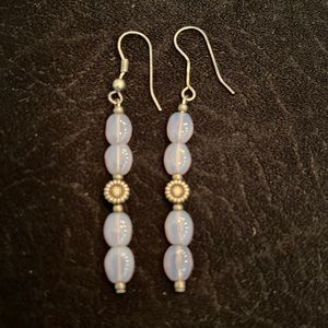 Blue and lavender glass earrings.